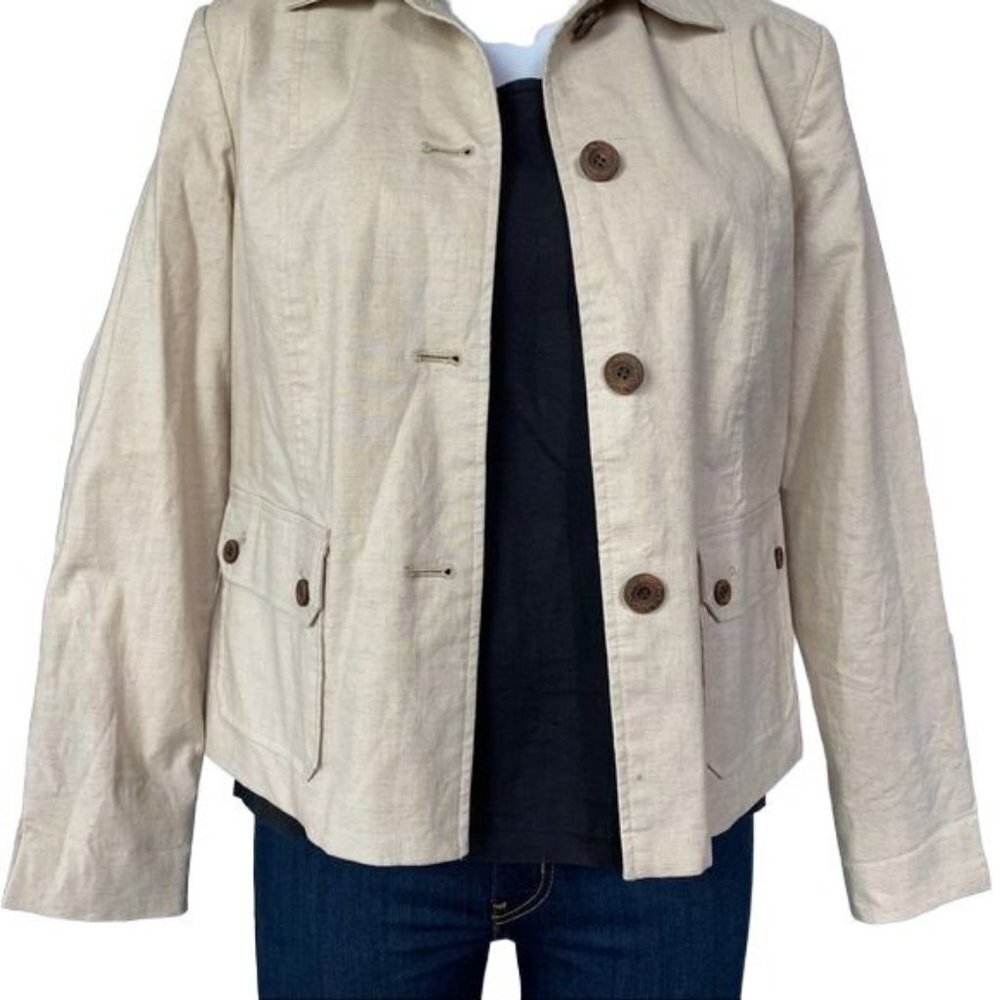RQT Cream Jacket Blazer Brown Button Down Jacket Size 8 - Picture 4 of 10